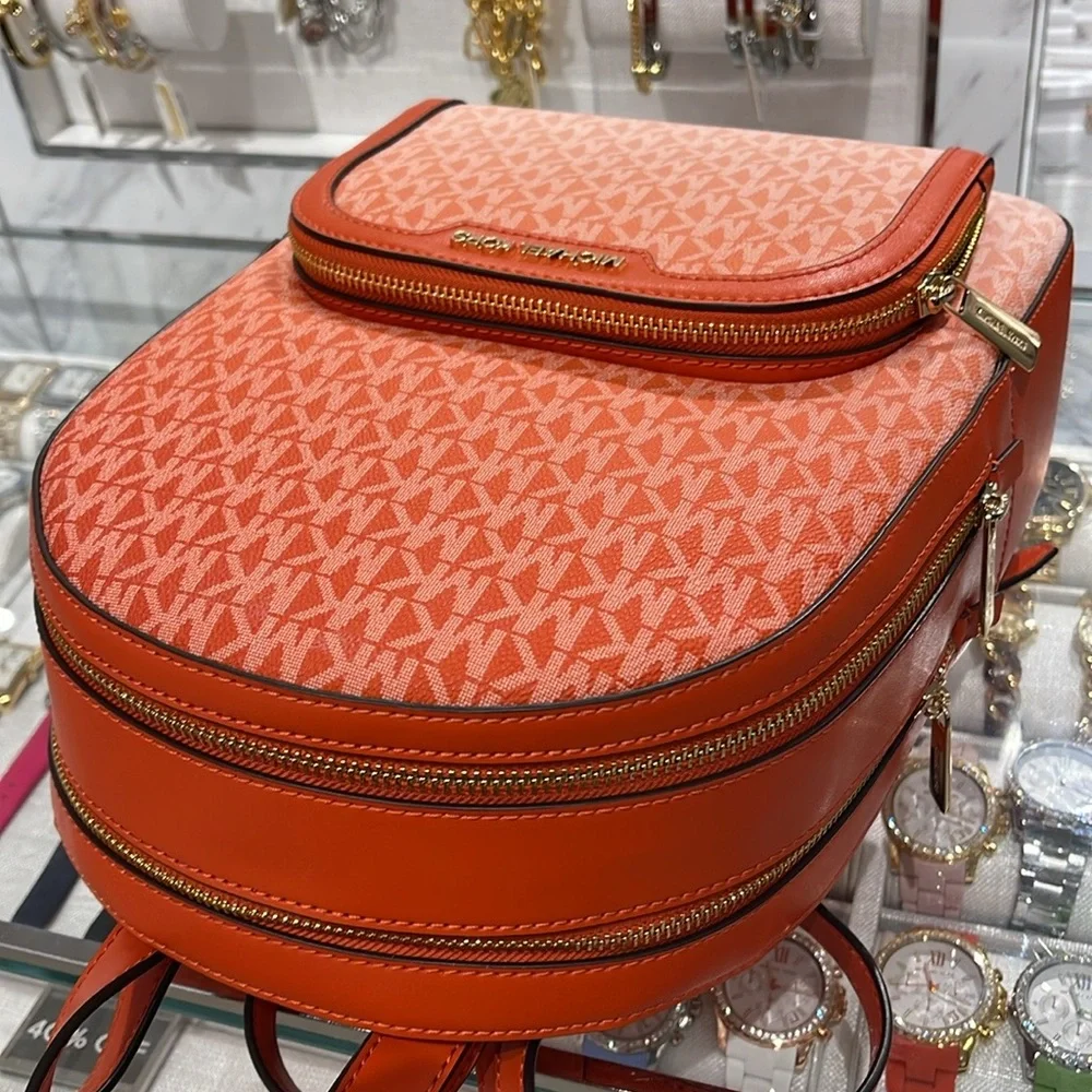 Michael Kors Jaycee Medium Ombré Signature Logo Backpack Red Clay NWT